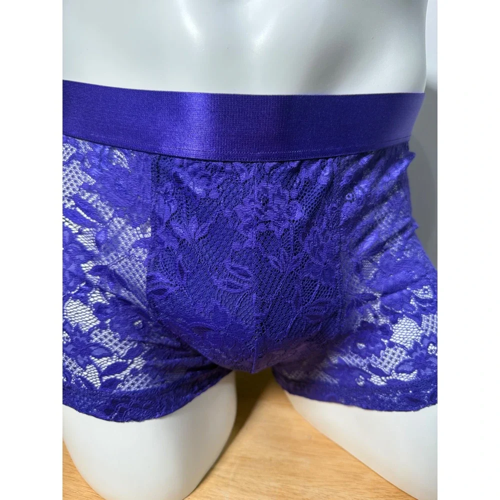 Cosabella Men's Never Say Never Lace Trunk Boxer Brief Violet Size‎ L